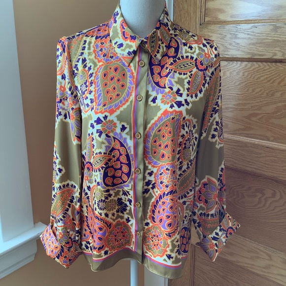ZARA Multicolour Paisley Print Blouse Size M - Picture 3 of 13